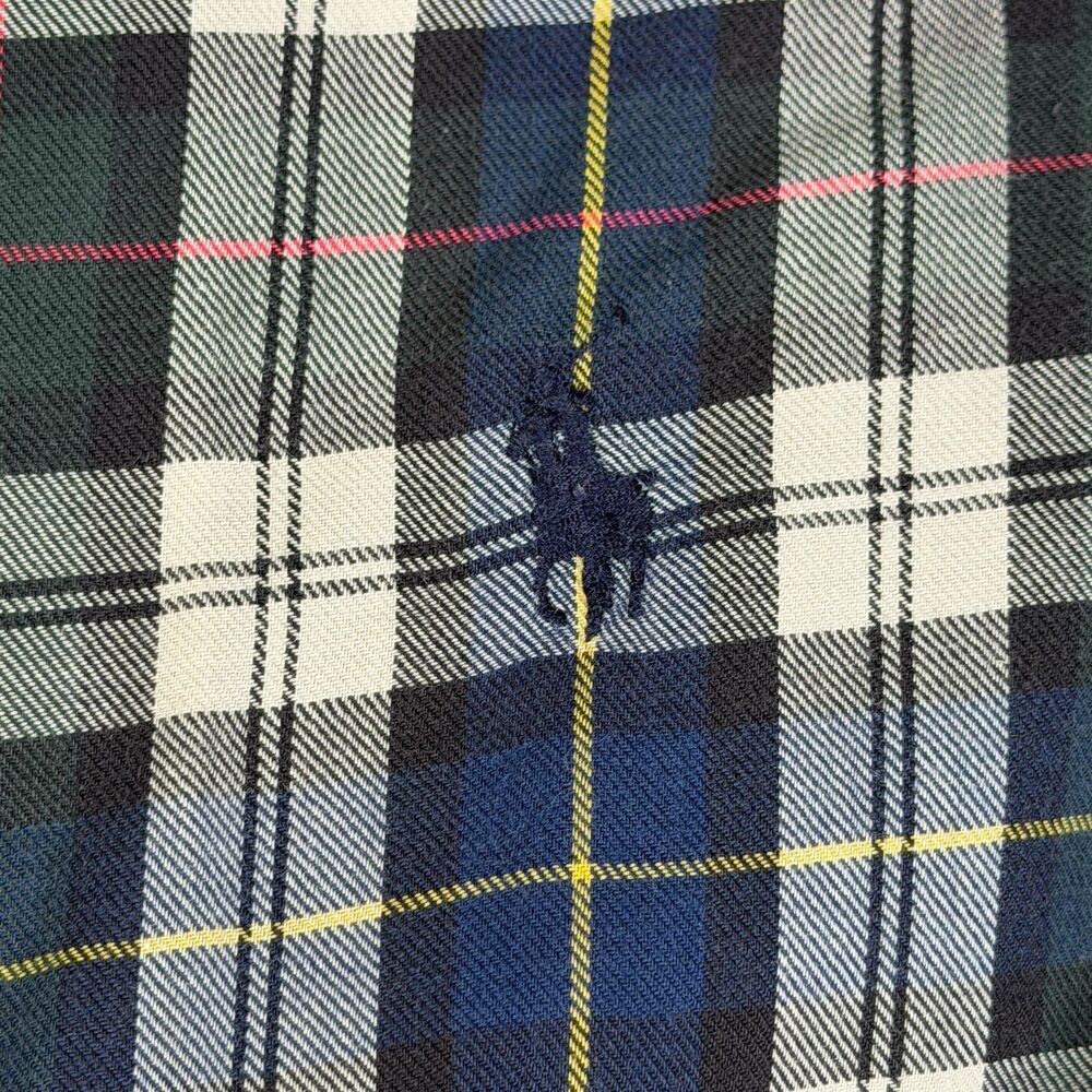 POLO RALPH LAUREN Shirt Mens Large Blue Red Plaid Button Lightweight Long Sleeve